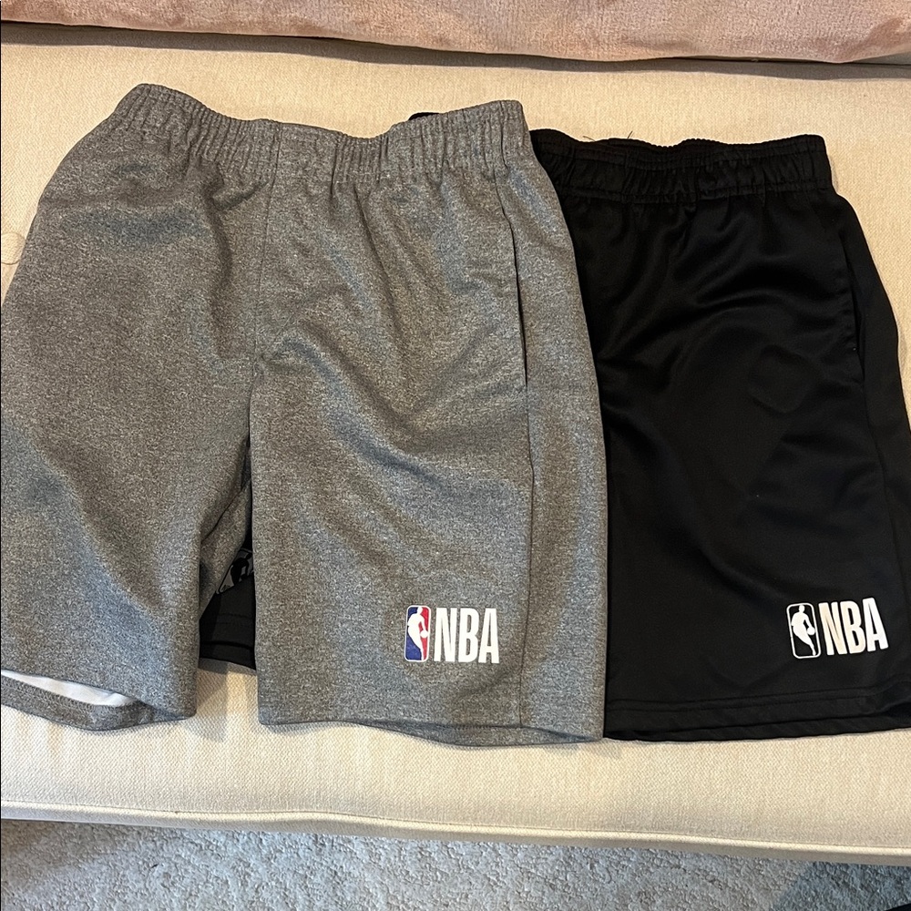 NBA Boys Dual-Tone Gray and Black Athletic Shorts